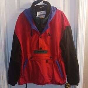 Vintage 90's Obermeyer Hayden Snowboarding Ski Jacket 3/4 Zip Red Blue Tribal XL